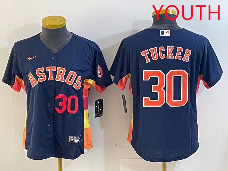 Youth Houston Astros #30 Tucker Blue City Edition 2025 Nike MLB Jersey style 3->youth mlb jersey->Youth Jersey